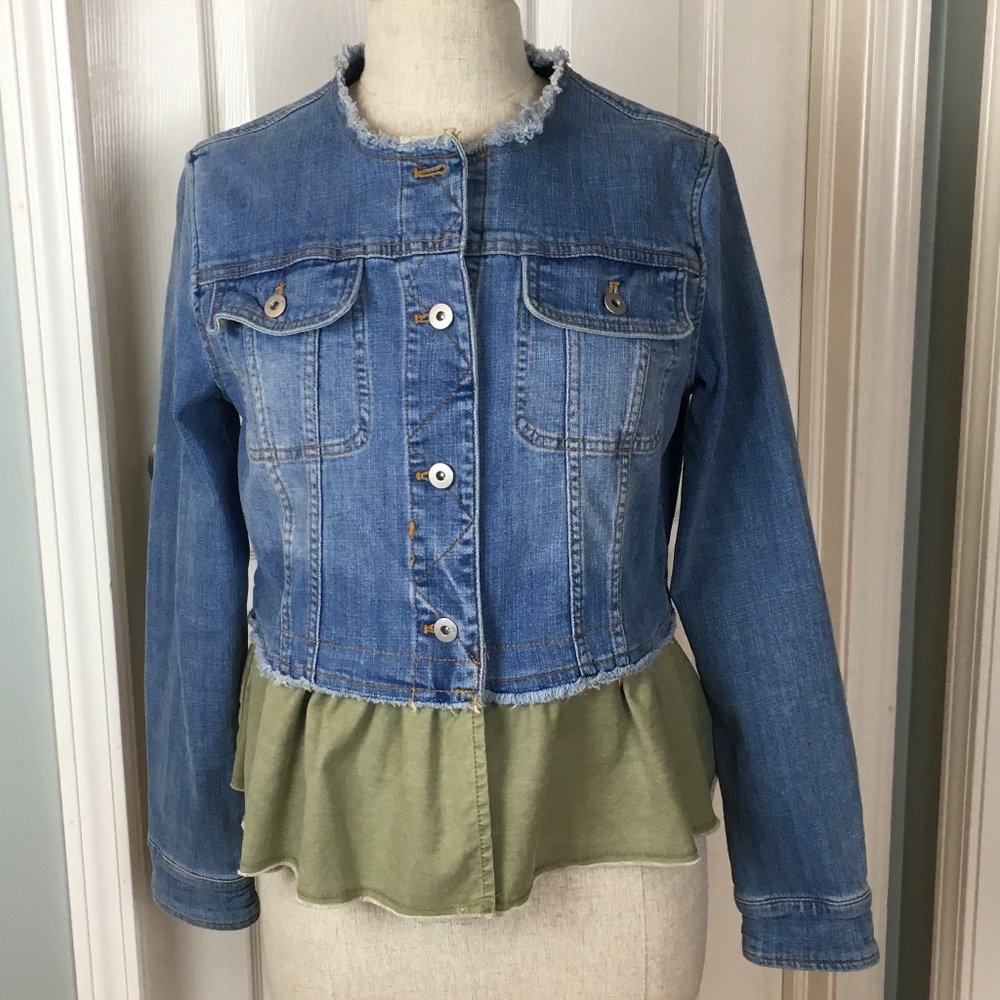 Pilcro & Letterpress Ruffle Denim Jean Jacket Med - Picture 2 of 4